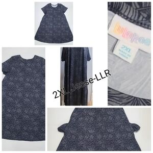 LuLaRoe 2XL JESSE Charcoal Leaf Dress